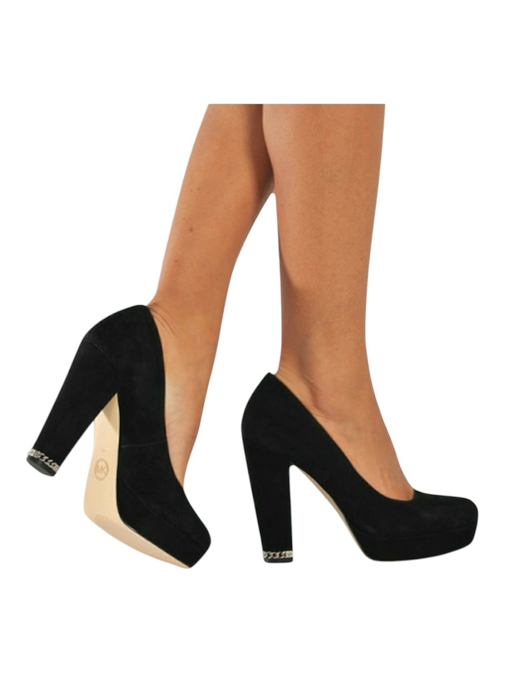 Michael Michael Kors ‘Sabrina’ Black Suede Chain Link Pumps